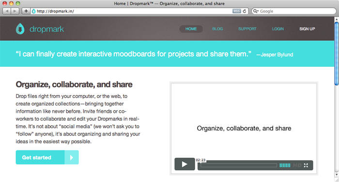 Screenshot of http://dropmark.in (without drop shadow)